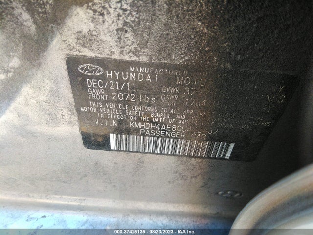 2012 HYUNDAI ELANTRA LIMITED PZEV VIN: KMHDH4AE8CU405432