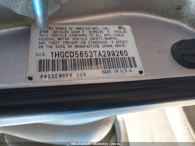 1996 HONDA ACCORD EX/EX-R VIN: 1HGCD5653TA299260