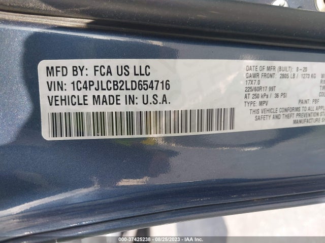 1C4PJLCB2LD654716 Jeep Cherokee Latitude