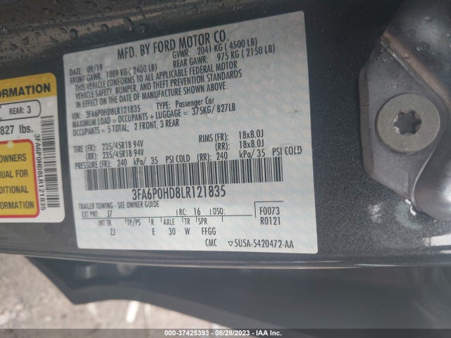 3FA6P0HD8LR121835 Ford FUSION SE