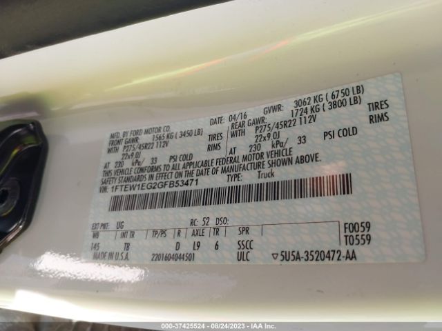 1FTEW1EG2GFB53471 Ford F-150 Limited