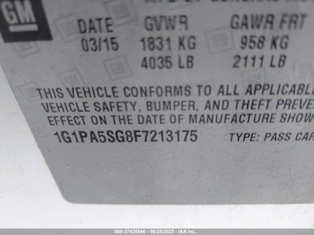 Chevrolet CRUZE LS 2015 1G1PA5SG8F7213175 Image 10