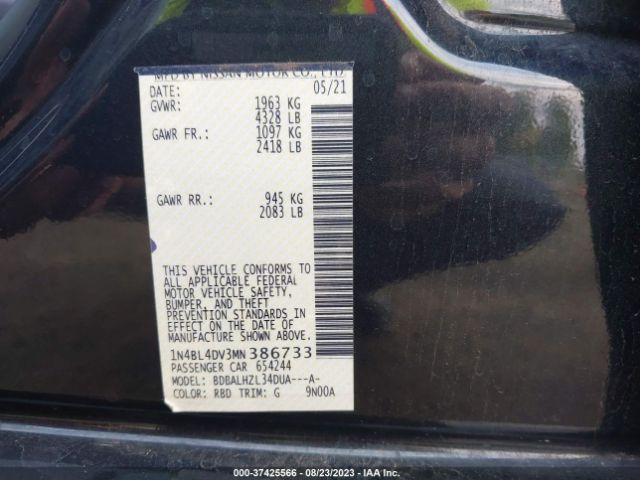 1N4BL4DV3MN386733 Nissan Altima 2.5 Sv