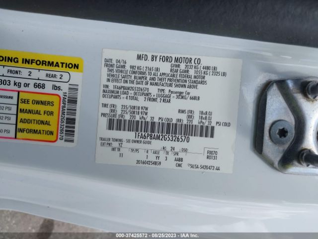 2016 FORD MUSTANG 1FA6P8AM2G5326570 Photo 8