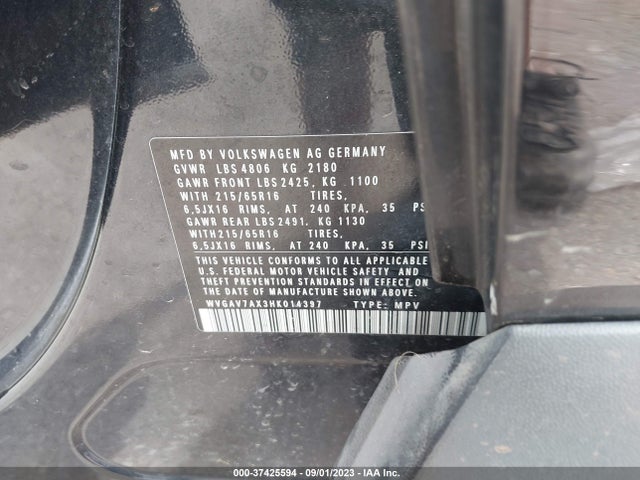 WVGAV7AX3HK014397 Volkswagen TIGUAN