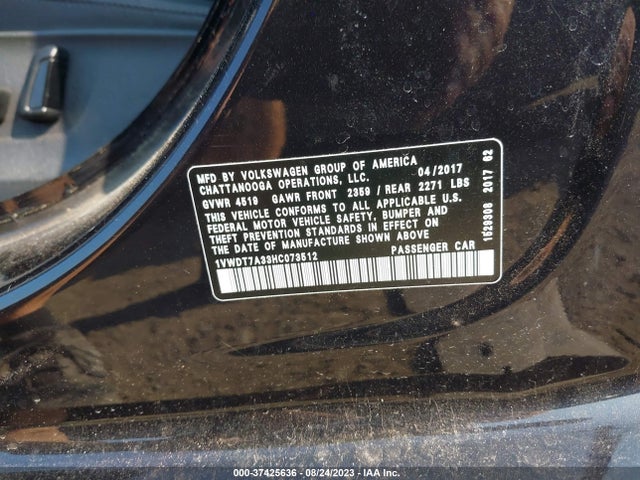1VWDT7A33HC073512 Volkswagen Passat R-line W/comfort Pkg