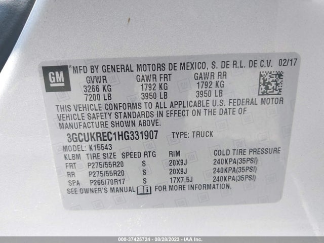 Chevrolet Silverado 1500 Lt 2017 3GCUKREC1HG331907 Image 9