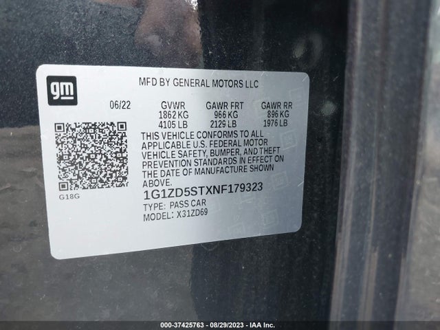 Chevrolet MALIBU LT 2022 1G1ZD5STXNF179323 Image 9