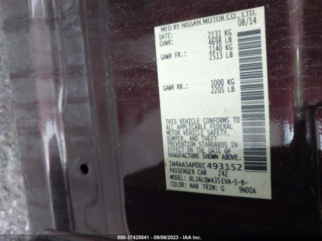 1N4AA5AP0EC493152 Nissan Maxima 3.5 S/3.5 Sv