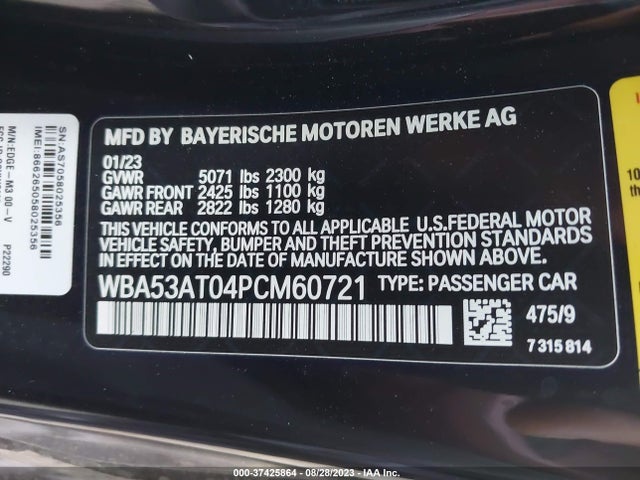 BMW 4 Series M440i 2023 аукцион фото