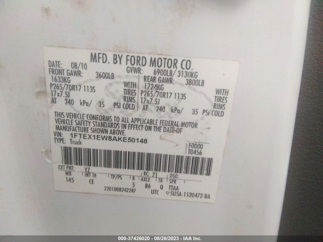 2010 FORD F-150 XL/STX VIN: 1FTEX1EW8AKE50148