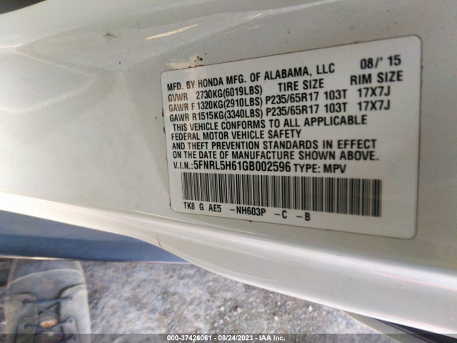 Honda Odyssey Ex-l 2016 5FNRL5H61GB002596 Image 9