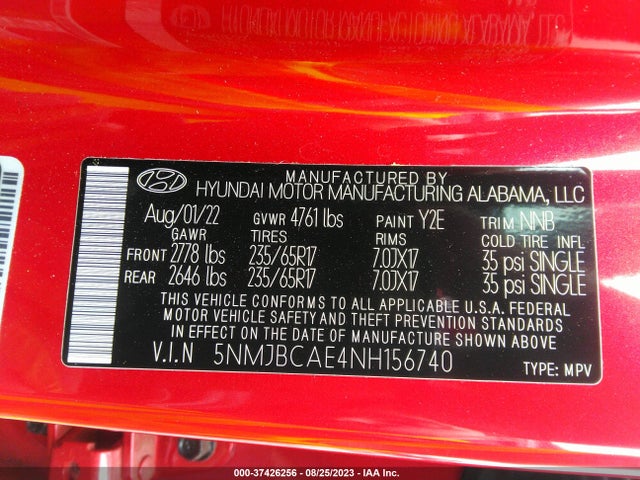 Hyundai TUCSON SEL 2022 5NMJBCAE4NH156740 Image 9