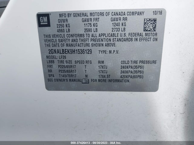 Chevrolet EQUINOX LS 2017 2GNALBEK9H1536129 Image 9