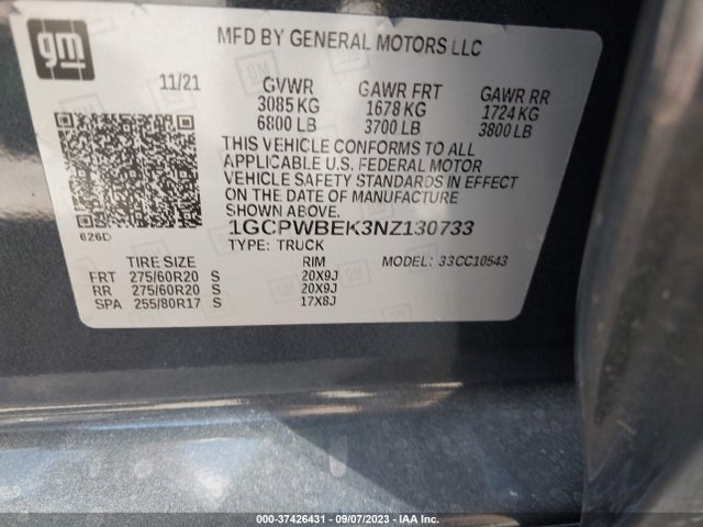 Chevrolet Silverado 1500 Ltd Custom 2022 1GCPWBEK3NZ130733 Image 9