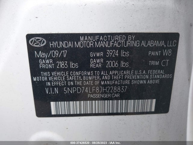 Hyundai ELANTRA SE 2018 5NPD74LF8JH228837 Image 9
