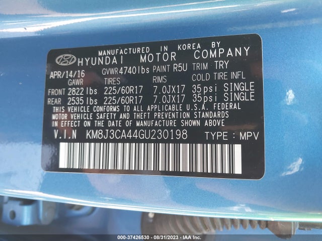 Hyundai TUCSON SE 2016 KM8J3CA44GU230198 Image 14