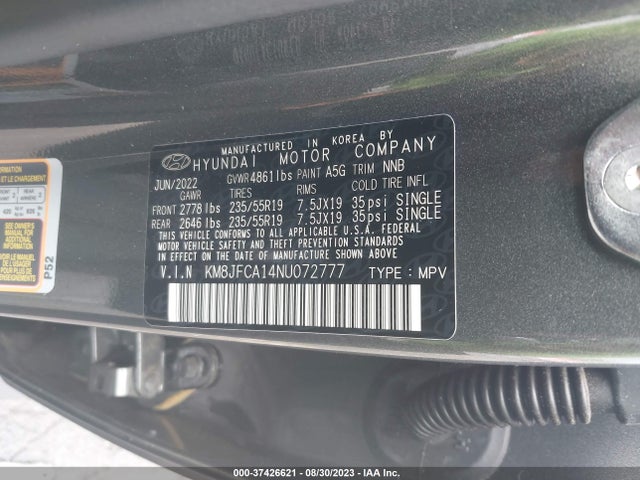 2022 HYUNDAI TUCSON HYBRID SEL CONVENIENCE VIN: KM8JFCA14NU072777