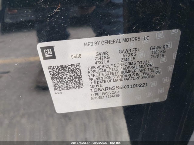 1G6AR5SS5K0100221 Cadillac Cts Sedan Luxury Rwd