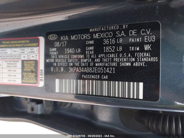3KPA34AB8JE051421 KIA RIO EX