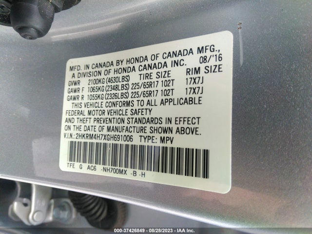 Honda Cr-v Ex-l 2016 2HKRM4H7XGH691006 Image 9