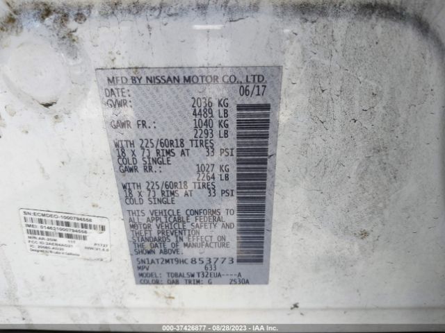 5N1AT2MT9HC853773 Nissan Rogue Sl
