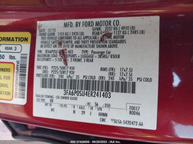 3FA6P0SU4ER241403 Ford Fusion Energi Titanium