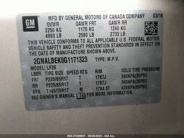 Chevrolet EQUINOX LS 2016 2GNALBEK0G1171323 Image 9