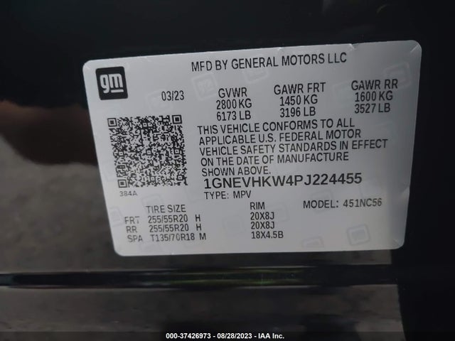 Chevrolet Traverse Lt Leather 2023 1GNEVHKW4PJ224455 Image 16