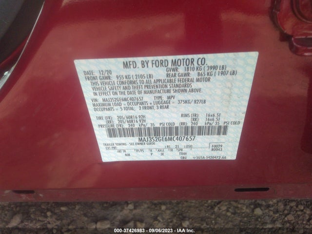 Ford Ecosport Se 2021 MAJ3S2GE6MC407657 Image 9