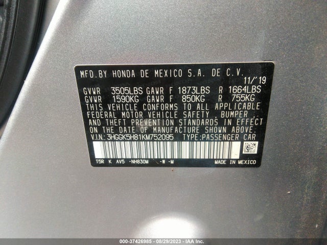 Honda FIT EX 2019 3HGGK5H81KM752095 Image 9