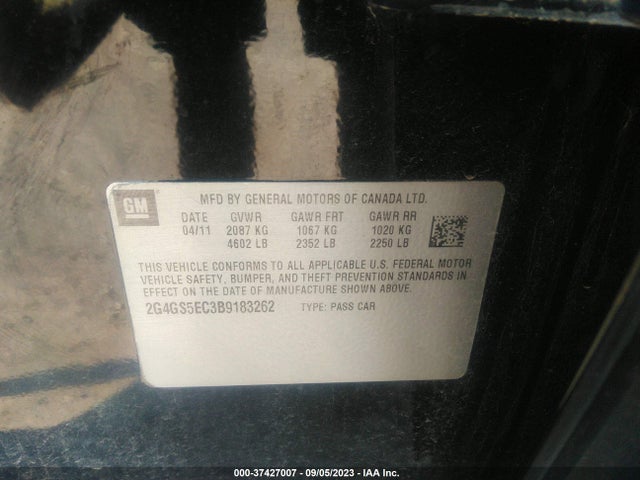 2011 BUICK REGAL CXL RL4 VIN: 2G4GS5EC3B9183262