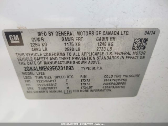 2GKALMEK8E6331893 GMC Terrain Sle