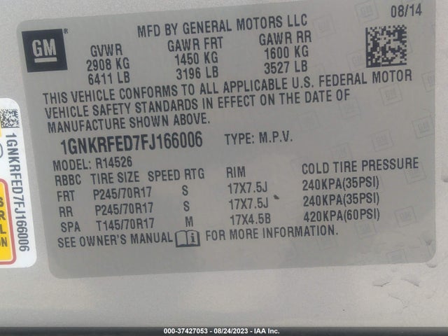 Chevrolet Traverse Ls 2015 1GNKRFED7FJ166006 Image 9