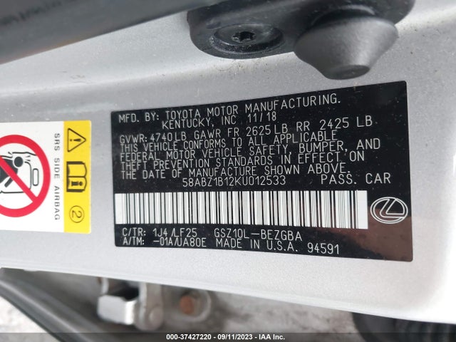 58ABZ1B12KU012533 Lexus Es Es 350