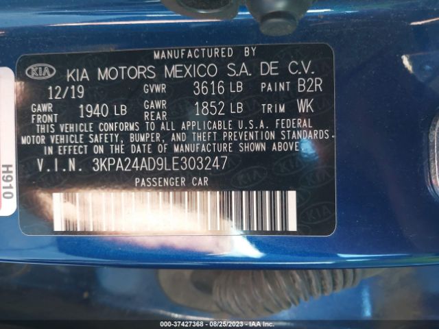 3KPA24AD9LE303247 KIA RIO S