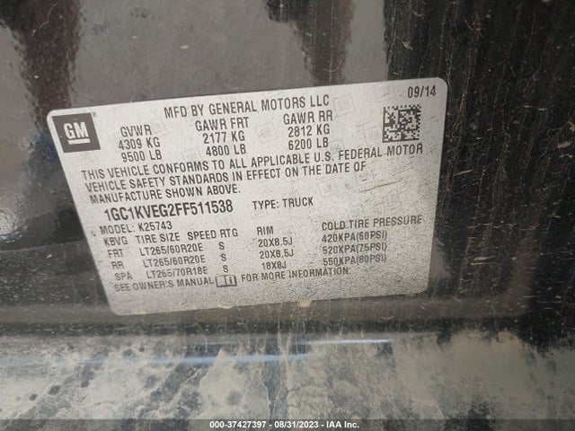 Chevrolet Silverado 2500hd Lt 2015 1GC1KVEG2FF511538 Image 9
