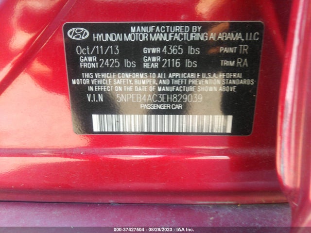 Hyundai SONATA GLS 2014 5NPEB4AC3EH829039 Image 10