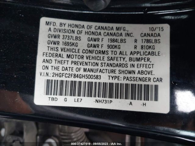 2HGFC2F84GH500583 Honda CIVIC EX