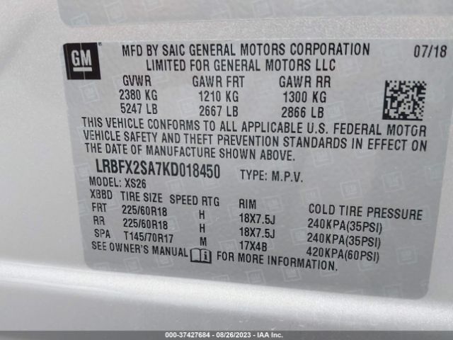 LRBFX2SA7KD018450 Buick Envision Awd Essence