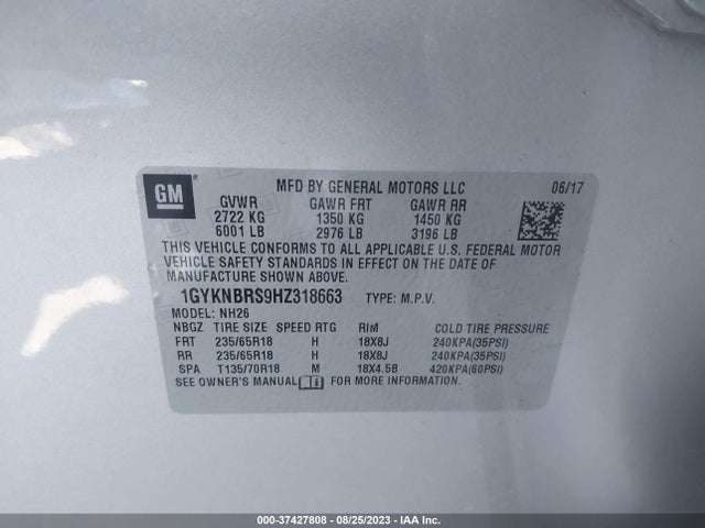 1GYKNBRS9HZ318663 Cadillac Xt5 Luxury Fwd