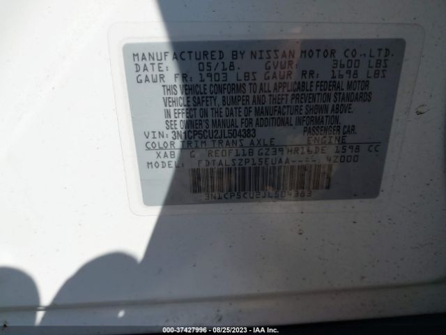 3N1CP5CU2JL504383 Nissan KICKS SV