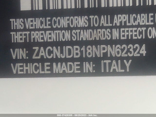 2022 JEEP RENEGADE LATITUDE VIN: ZACNJDB18NPN62324