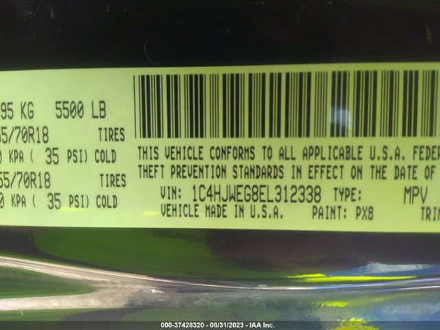 2014 JEEP WRANGLER UNLIMITED ALTITUDE VIN: 1C4HJWEG8EL312338