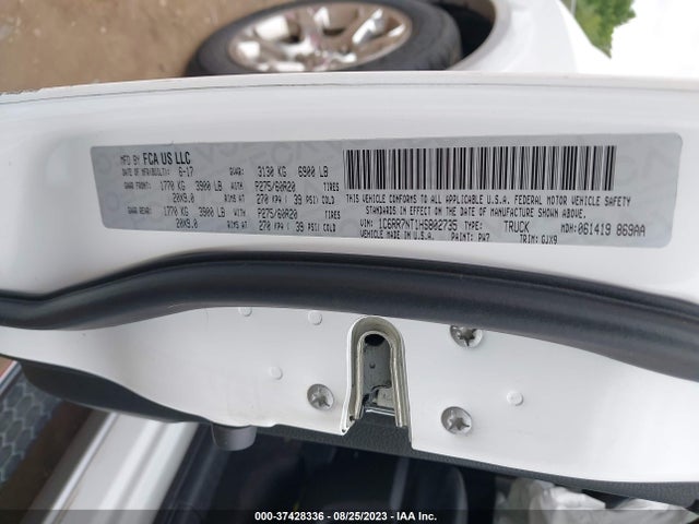 2017 RAM 1500 LARAMIE VIN: 1C6RR7NT1HS802735