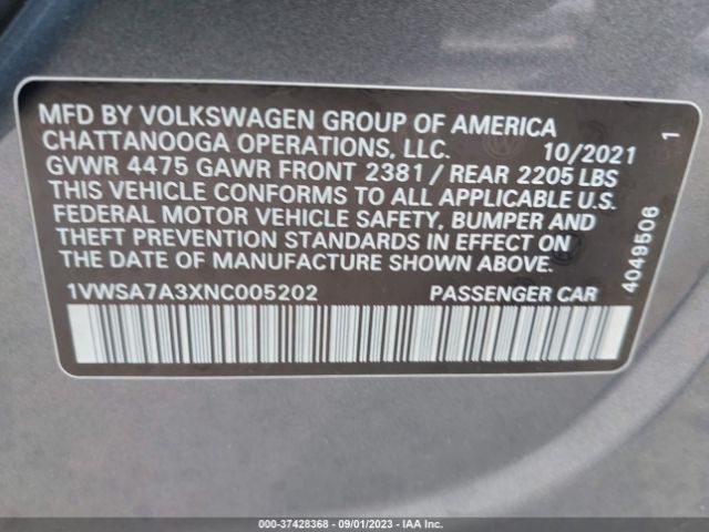 1VWSA7A3XNC005202 Volkswagen Passat 2.0t Se