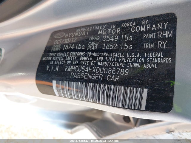 2013 HYUNDAI ACCENT SE VIN: KMHCU5AEXDU086789