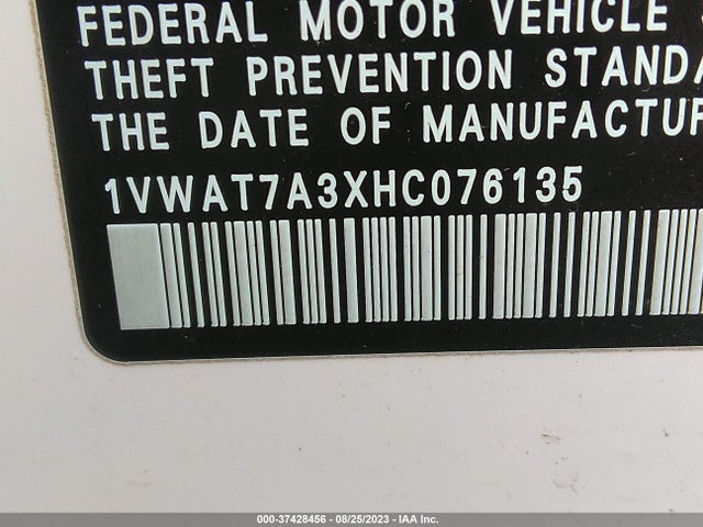 1VWAT7A3XHC076135 Volkswagen Passat 1.8t S