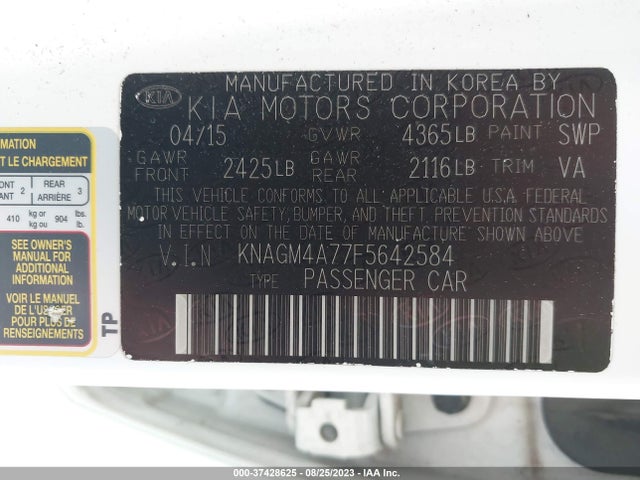 KIA Optima Lx 2015 KNAGM4A77F5642584 Image 9