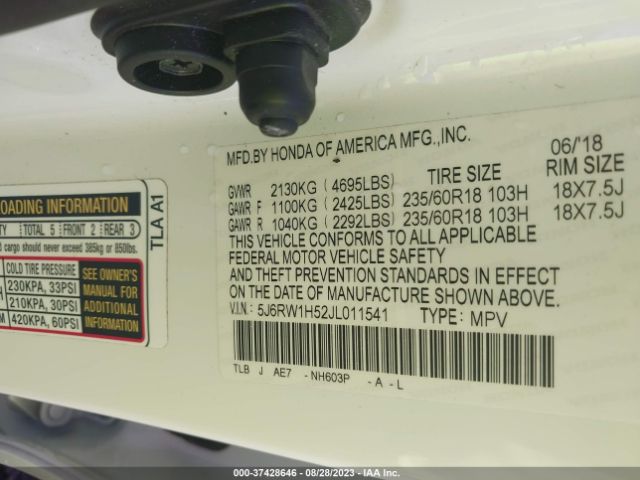 5J6RW1H52JL011541 Honda CR-V EX